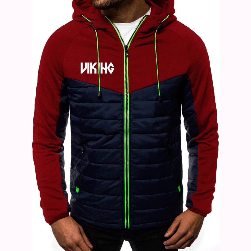 

2021 Men's Spring Autumn Hoodies Odin Viking Valhalla Logo Fashion Print Coat Casual 7 Color Padded Male Jackets Zipper Tops