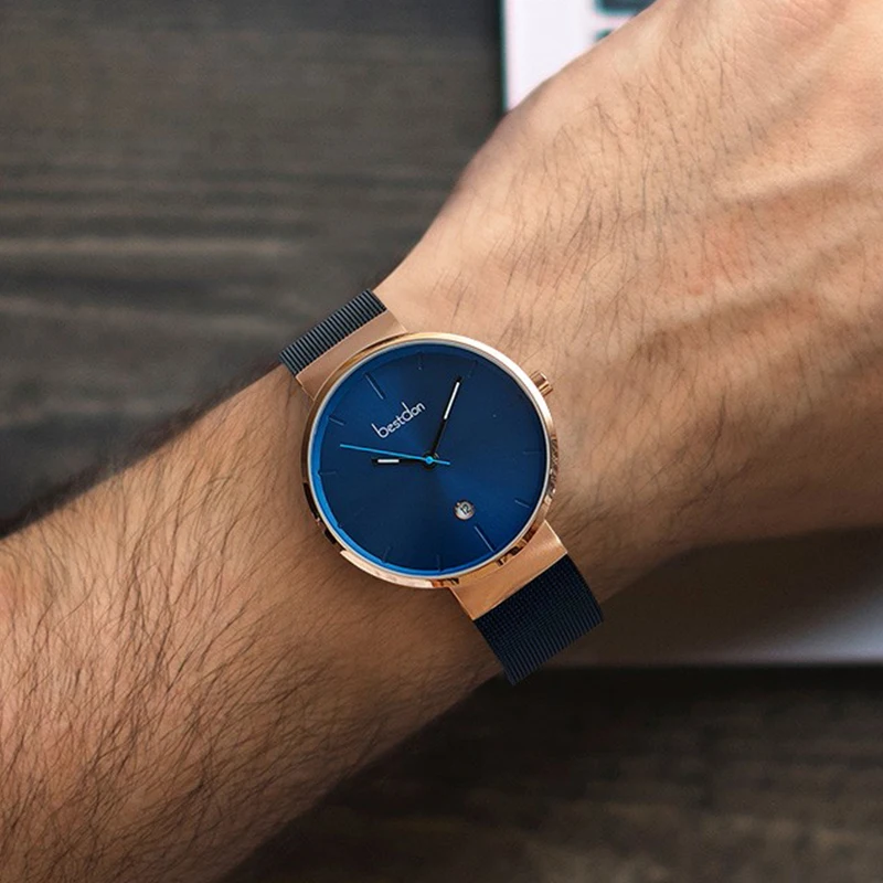 Минималистичные мужские часы Bestdon роскошные модные полностью стальные