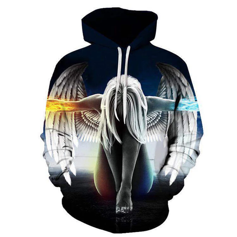 Готический Крылья Ангела Толстовка Sweatwear мужская одежда Harajuku Пуловеры 3D печати с