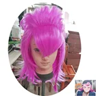Парик для косплея Kazuichi Souda из аниме данганронпа V3, термостойкие короткие с розовыми неровными волосами в стиле аниме, с шапочкой