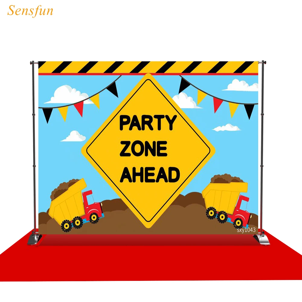 

LEVOO photography background excavator Site Warning bar birthday background photobooth photo studio shoot prop