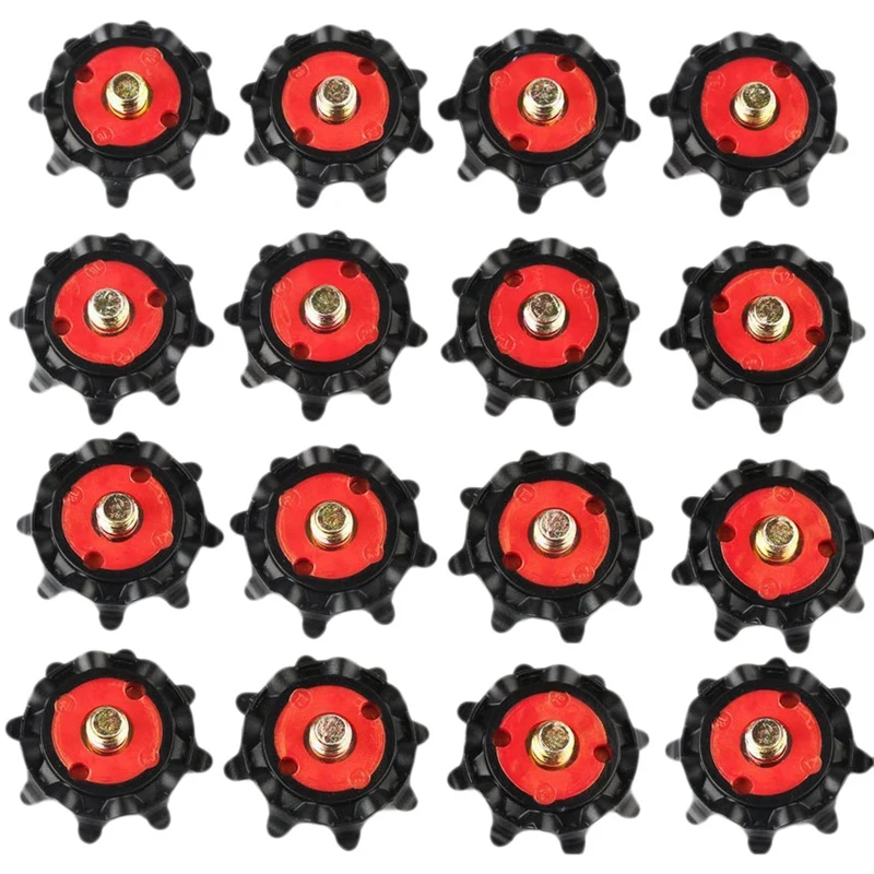 

16Pcs Outdoor Golf Shoe Spikes Screw Training Parts Soft Rubber for Golf Sports Shoes (Red/Black)