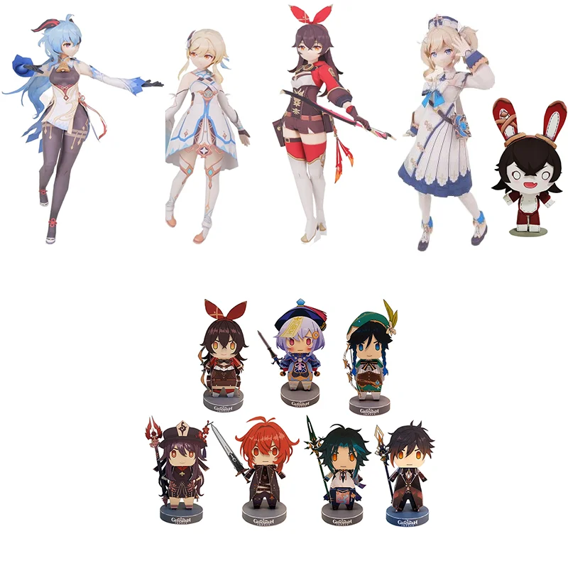 

DIY Game Genshin Impact Zhongli Character 3D Paper Model Figure Stand Model Plate Desk Decor Barbara Cute Standing Sign Gifts