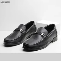 ligustel genuine leather mens casual shoes men original men high quality handmade natural cow leather men black luxury loafers