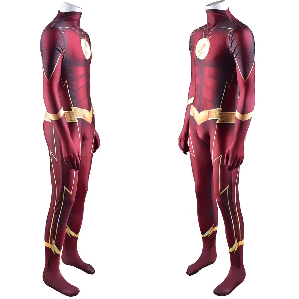 Флэш-костюм для косплея с 3D оттенком лайкра Хэллоуин супергерой Барри Аллен
