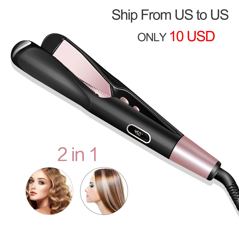 

Hair Straightener Twisting Irons 2 In 1 Design Dropshipping Hair Curling Brush Professional Ceramic Curler Flat Iron Hair Tools