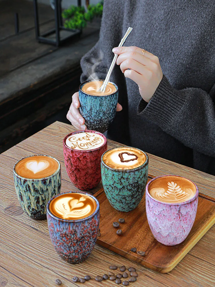 

Retro Creative Design Saudi Ceramic Kiln Change Coffee Cup Beer Cup Water Cup Japanese Tea cup Gift cup High end Craft 250ml