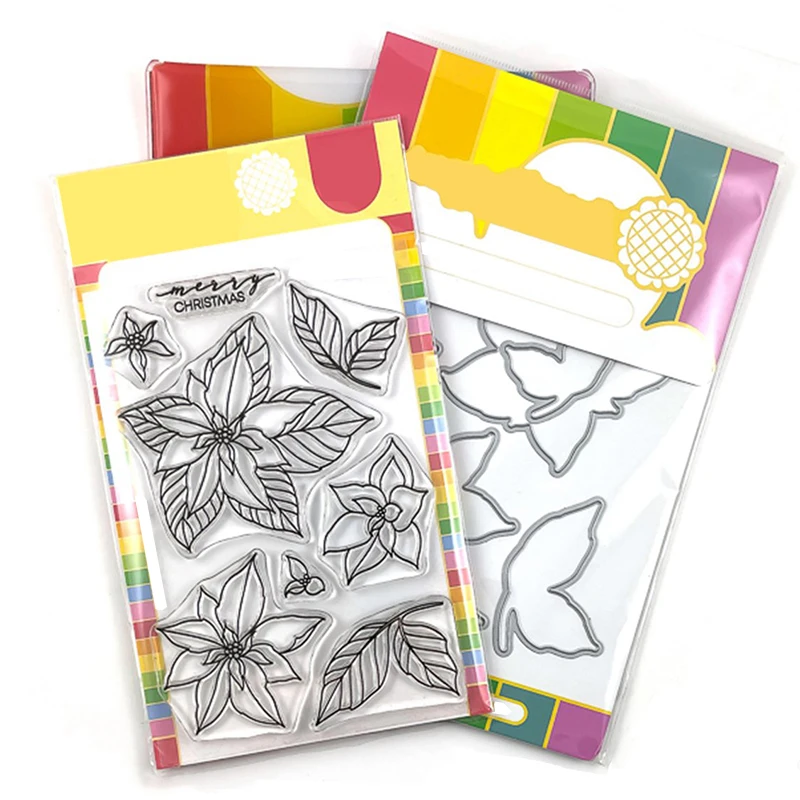 

Новинка 2021, рождественские прозрачные штампы с цветами и металлические штампы для рукоделия, изготовление слов, поздравительных открыток, ...