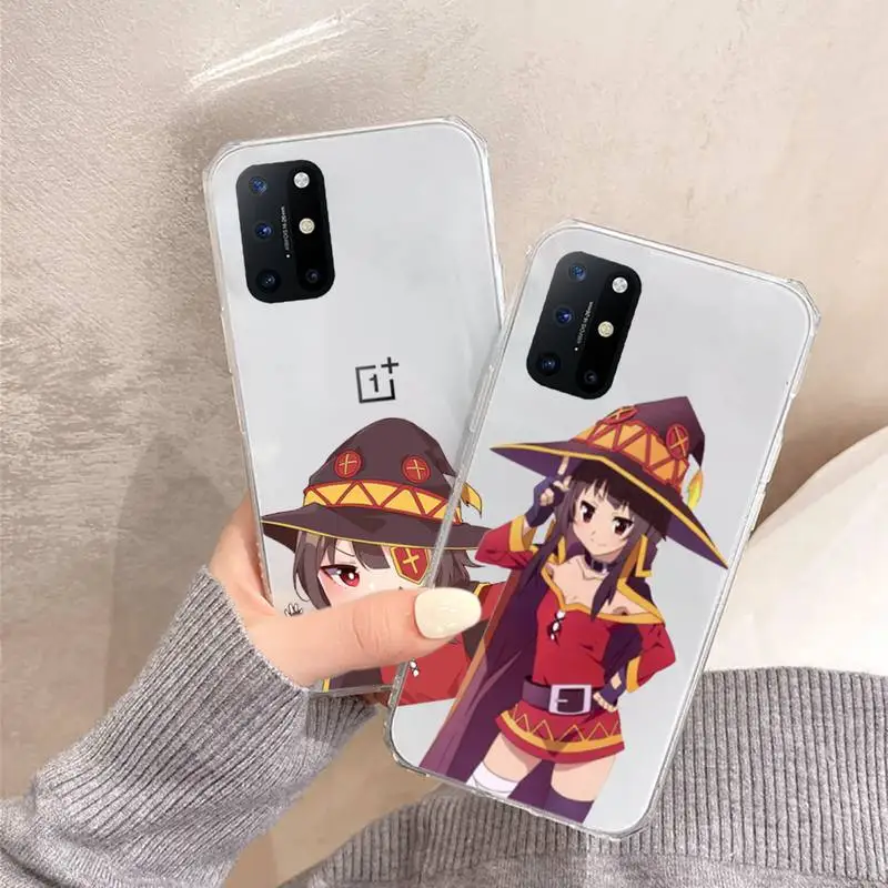 

Konosuba Megumin anime cute girl Phone Case Transparent for OnePlus 7 9 8 t pro shell funda coque