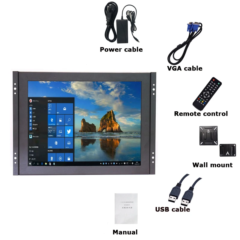 Открытая рамка 12 дюймов 1024x768 HD 4:3 металлический корпус HDMI VGA USB промышленный четырехпроводный резистивный сенсорный монитор ЖК-экран