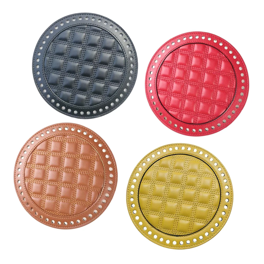 

4pack Leather Bag Bottom Base Cushion Round Handbag Purse Shoulder Bag Stitching