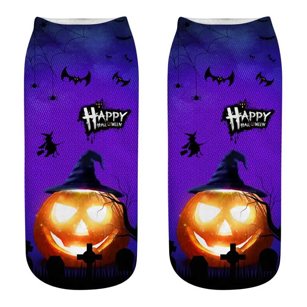 2019 Новый Для женщин 3D печатных носки для девочек Забавный тыквы Фонари Bone