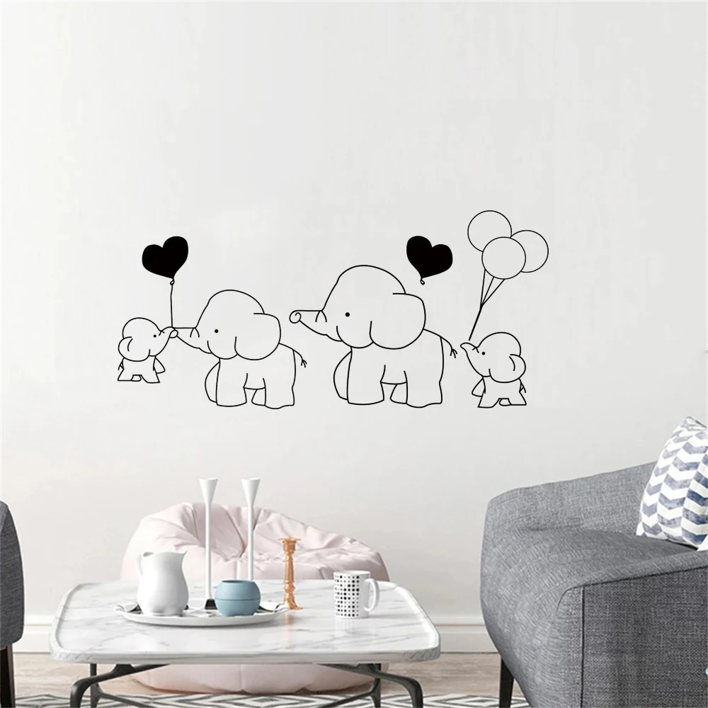 

Cartoon Wall Sticker For Kids Room Elephant Balloon Heart Children Bedroom Stickers DIY Home Decorative Art Wall Poster