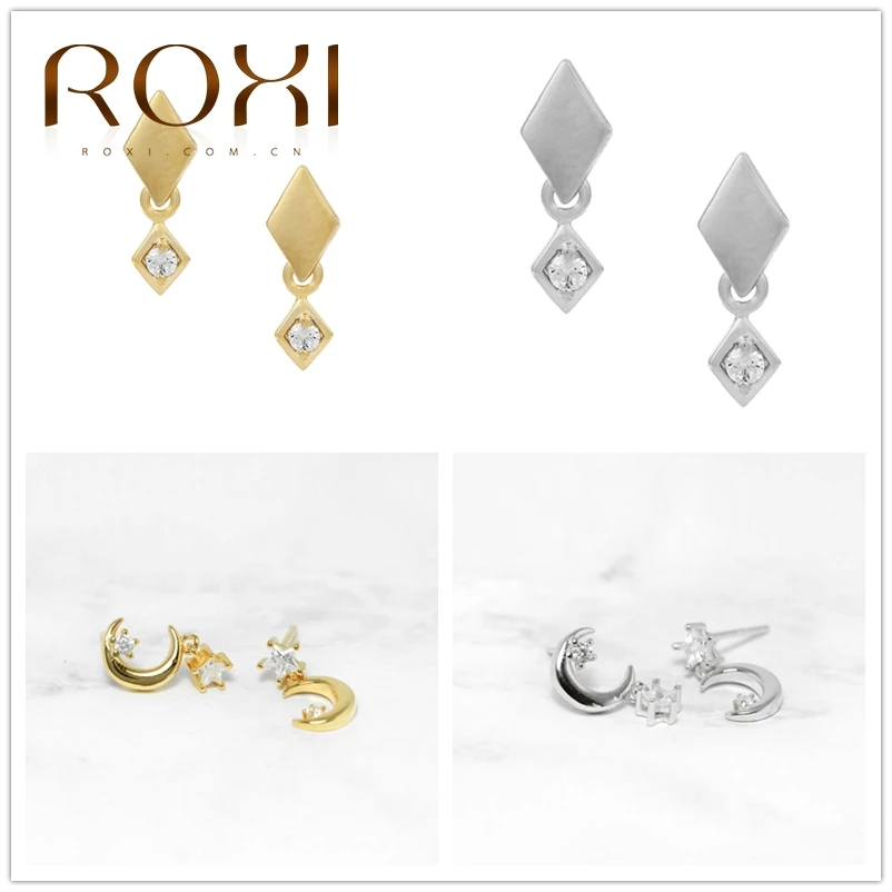 ROXI сердце треугольник квадратная Луна булавка цепь кошачьи уши Кристальные
