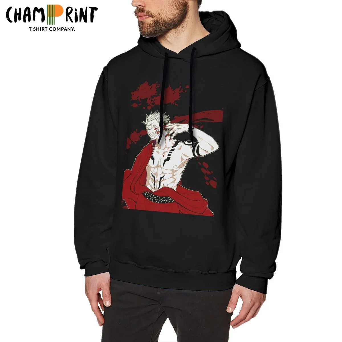 

Men Sukuna Ryoumen Hoodies Printing 100% Cotton Jujutsu Kaisen Anime Sorcery Fight Hooded Sweatshirts Hip-hop Hoodie Shirt