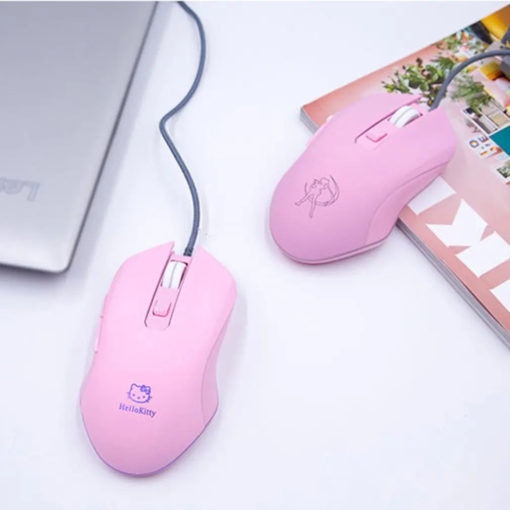 Фотоэлектрическая Проводная игровая мышь Esports Lighting mouse, розовая, для офиса, дома, компьютера, периферийные аксессуары