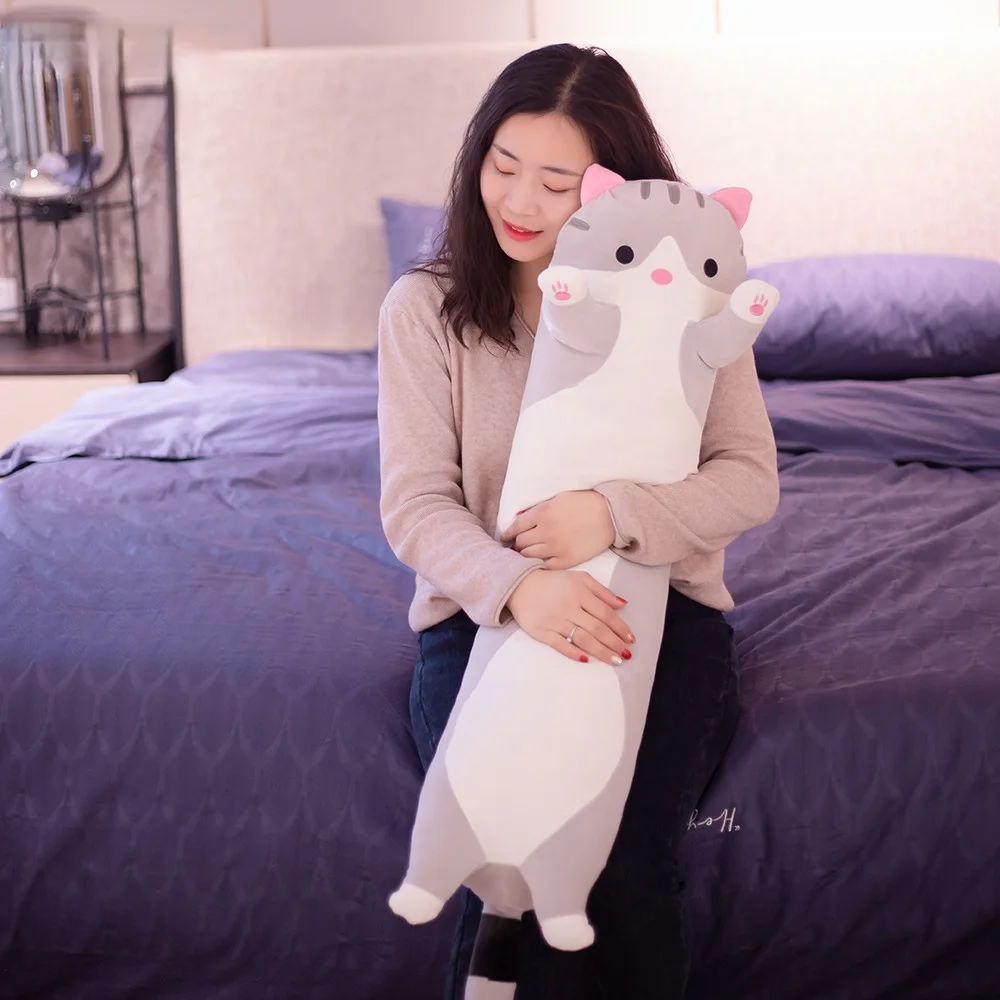 

Cute Soft Long Cat Boyfriend Pillow Plush Toys Stuffed Pause Office Nap Sleep Pillow Cushion Gift Doll for Kids Girls 45-105CM