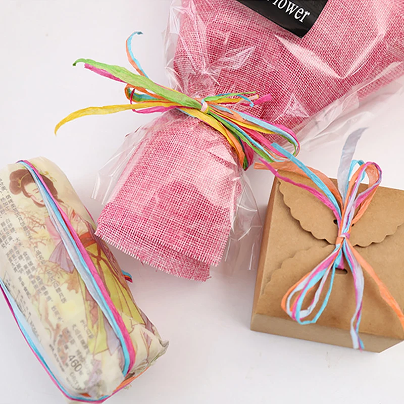 80M/Roll Creative Decorative Braided Rope Color Paper Raffia Ribbon Cords Candy Gift Packing Scrapbooking Crafts String | Дом и сад