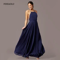 ae86 prom dresses 2021 chiffon special occasion dresses v neck elegant navy blue long vestidos party gowns