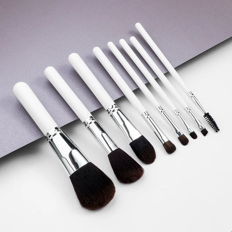 

BANFI 8pcs White and Black Eyeliner Makeup Brushes Set Eyeshadow Blending Eyelash Cosmetic Foundation Powder Blush Beauty Tools