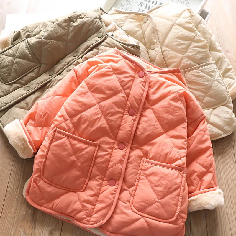 Осенне-зимняя Вельветовая хлопковая стеганая куртка для девочек детское пальто |