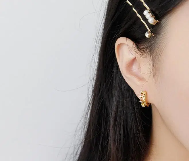 1 пара 100% Аутентичные 925 пробы серебро белый/золото белый цирконий принцесса