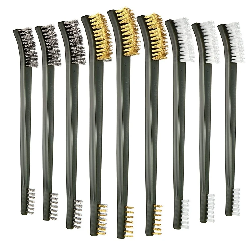 9 шт. мини проволочная кисть Набор щеток с царапиной проволокой нейлоновая