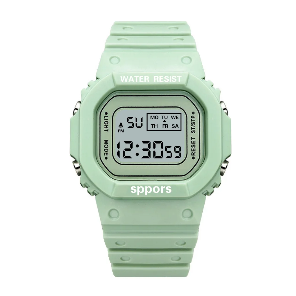 new men watch sports calendar alarm clock led display electronic watch plastic strap watches for women digital watch reloj mujer free global shipping