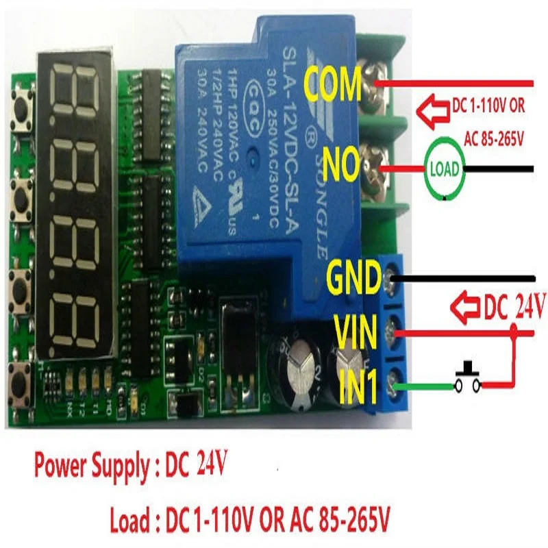 

IO23C01_12V DC 12V 30A Multifunction Timer Delay Relay Module High Power On/Off Adjustable for PLC Motor LED Car