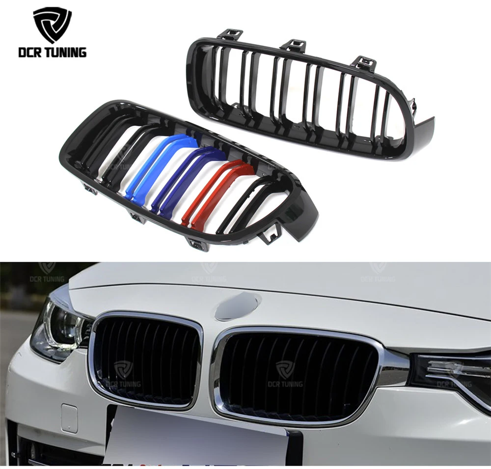 Двойная Передняя решетка радиатора для BMW 3 Series F30 320i 325i 328i 335i углеродное волокно