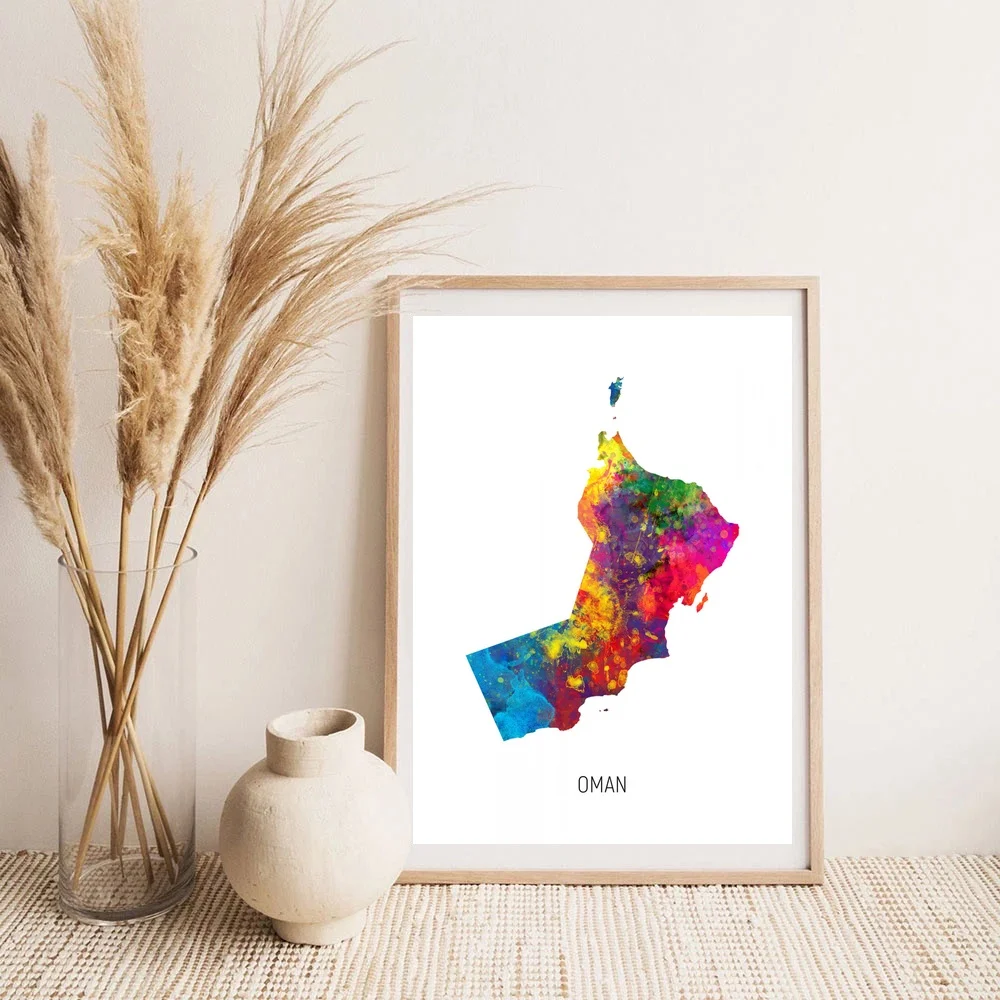 Оман карта акварель Художественная печать холст плакат | Дом и сад