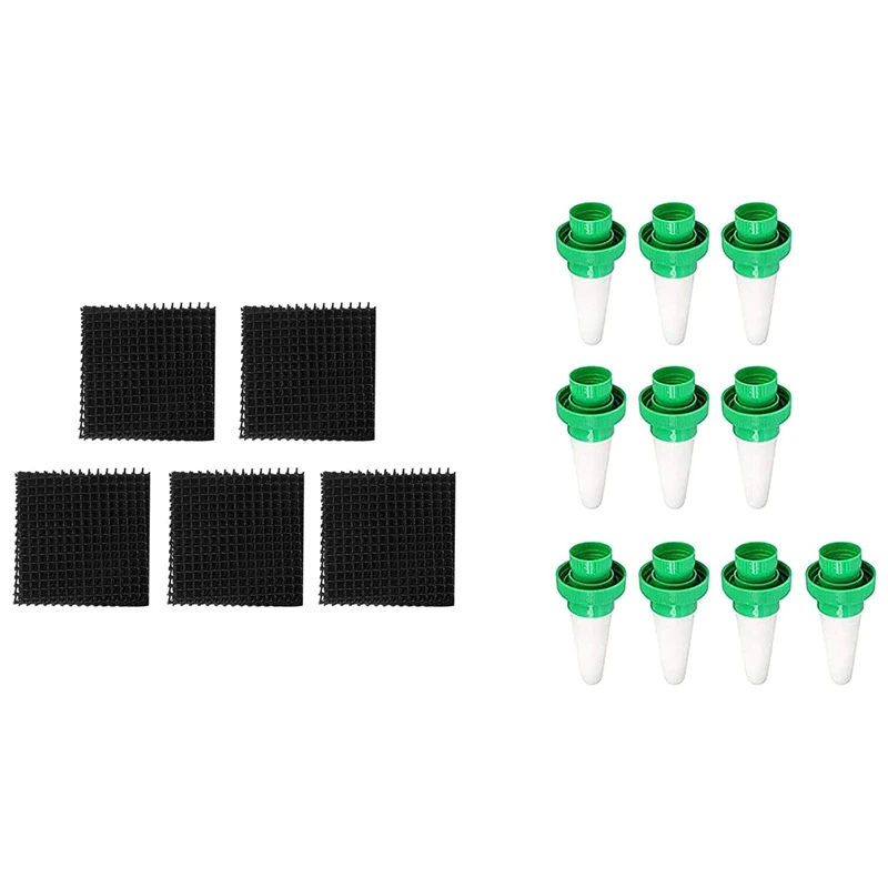 

50Pcs Flower Pot Hole Pad Bonsai Bottom Grid Mat Mesh With 10Pcs Plant Watering Potted Plant Automatic Watering Pile