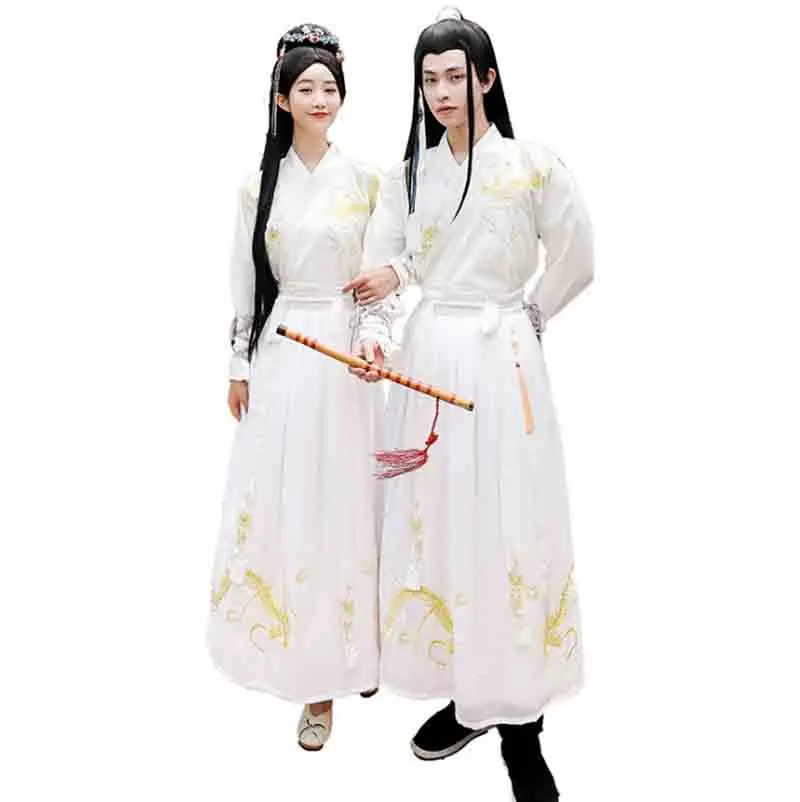 Мужской и Женский винтажный костюм Hanfu китайская старинная династия ханьфу