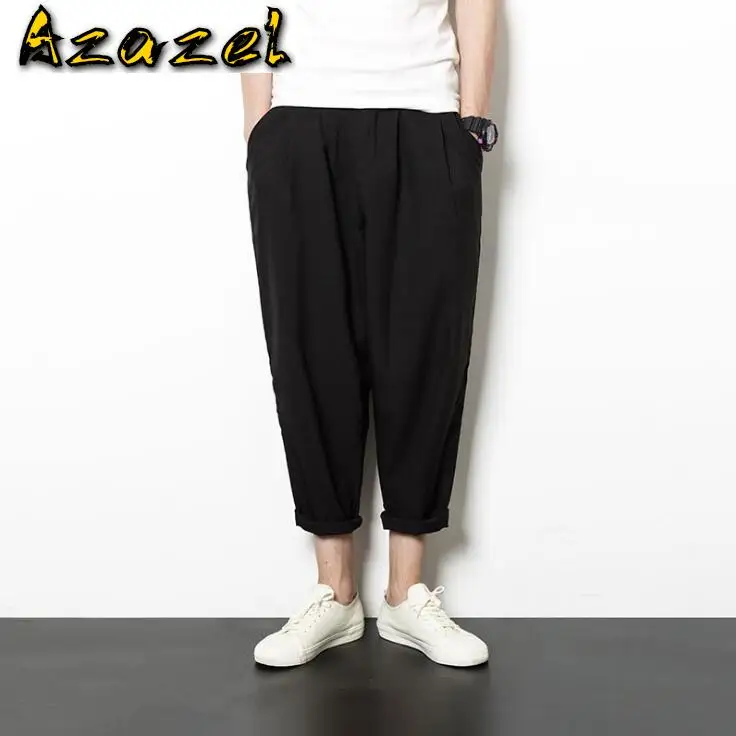 

Quality 2020 Summer new Retro cotton and linen Ninth pants trousers male plus size casual pants Men loose trendy harem pants