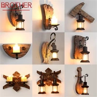brother classical retro wall lights loft sconces led lamps fixtures for home bar cafe decoration