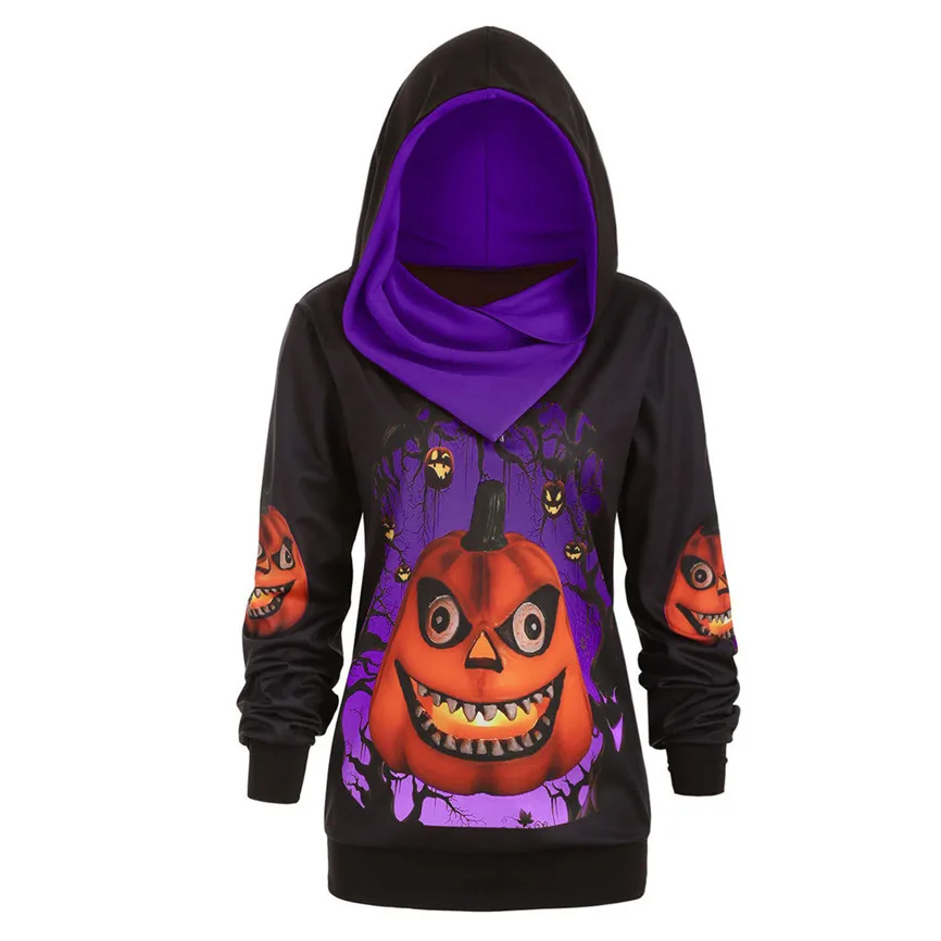 Женская толстовка для Хэллоуина размера плюс с 3D принтом тыквы верхняя одежда