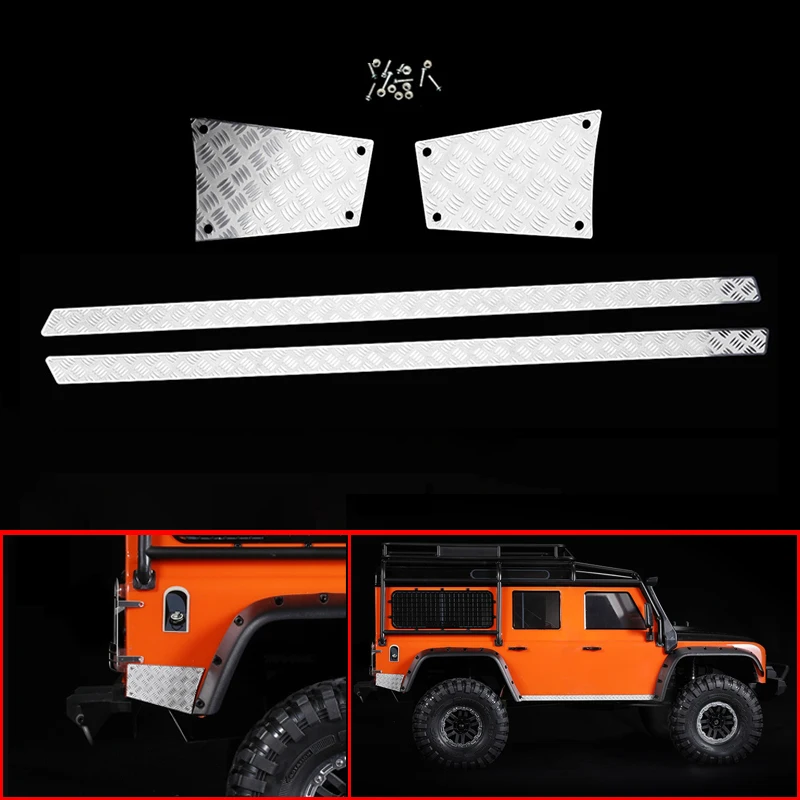 

4pcs Rear & Side Metal stickers Skid Plate For 1/10 Rc Crawler Car Defender Trx4 TRX-4 Upgrade parts Auto styling