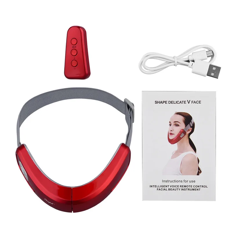 

CkeyiN EMS V-Face Shaping Massager LED Facial Lifting Slimming Belt Micro-Current Vibration Double Chin Reducer Remote Control