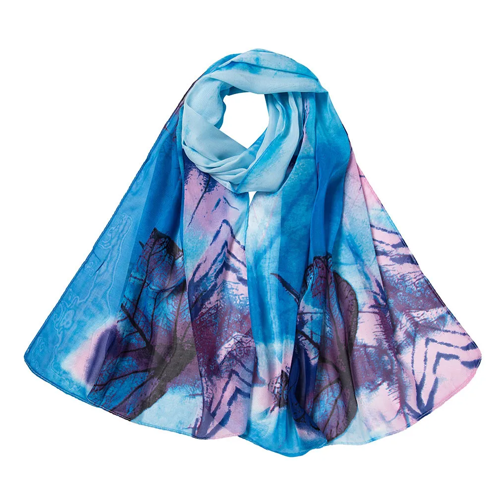 Fashion Women Leaves Printing Long Soft Wrap Scarf Ladies Shawl Scarves |