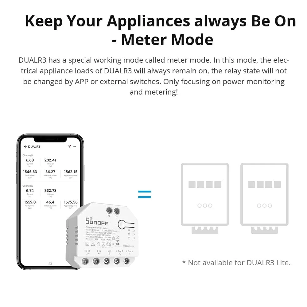 SONOFF DUAL R3 2 Gang Dual Relay Module Wifi DIY MINI Smart Switch Power Metering Control via eWeLink Alexa Google Home | Электроника
