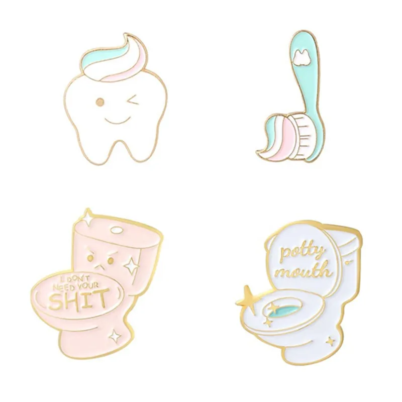 

Toothpaste And Toothbrush Lapel Pins Fashion Enamel Badges Cute Women Brooches For Backpack Mini Hijab Pins Vintage Style Brooch