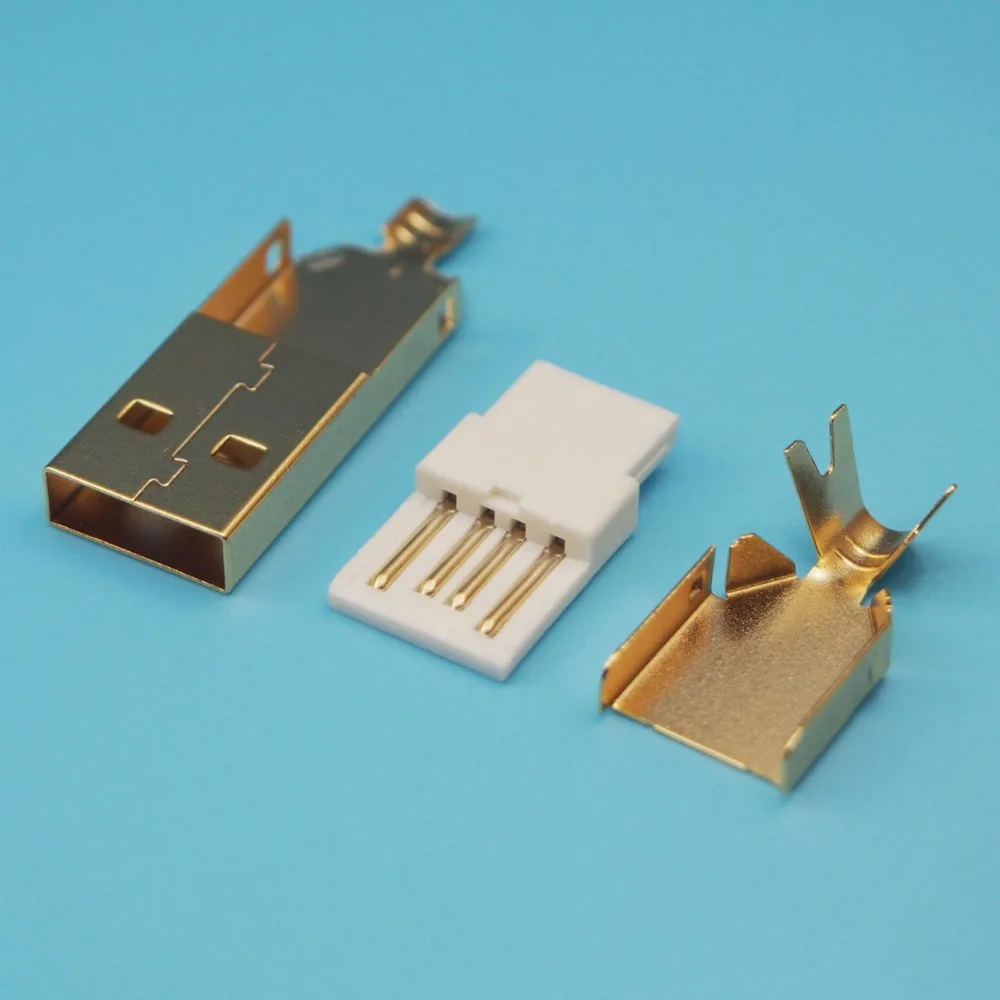 10 компл./лот позолоченный сделай сам 3 в 1 Тип A 2 0 USB 4 контактный Штекерный разъем|usb
