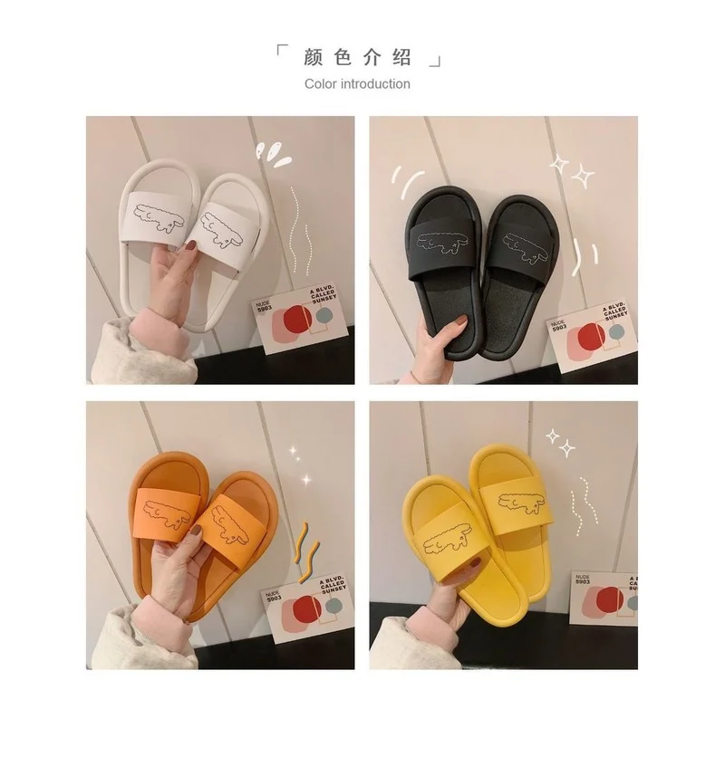 

Women Home Soft Slippers Sandals Lady Summer Flat Beach Kawaii Shoes 2021 Fashion Female Casual Footwear