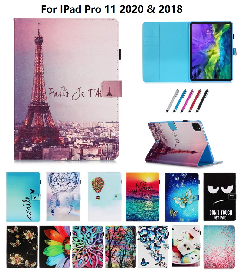 Чехол для iPad Pro 11 чехол 2 го поколения 2020 умный кожаный с мультяшным рисунком