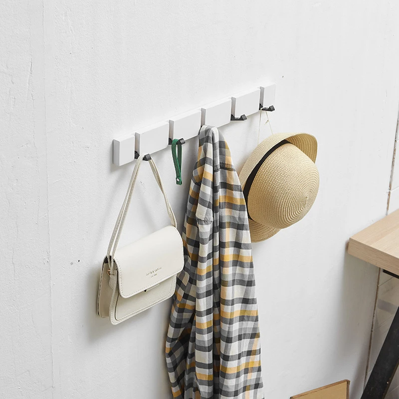

Foldable Coat Rack Wooden Wall Door Hooks Key Hat Bag Hanger Bedroom Door Wall-Mounting Hook Corner Kitchen Hook Rack Organizer