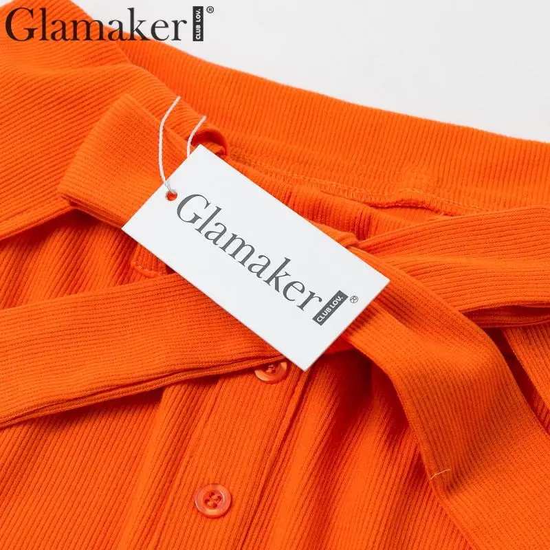 Glamaker, трикотажная, высокая талия, элегантная юбка, для женщин, карман, пуговицы, с разрезом, Узелок, облегающая юбка, для женщин, осень, зима, вечерние, сексуальная юбка