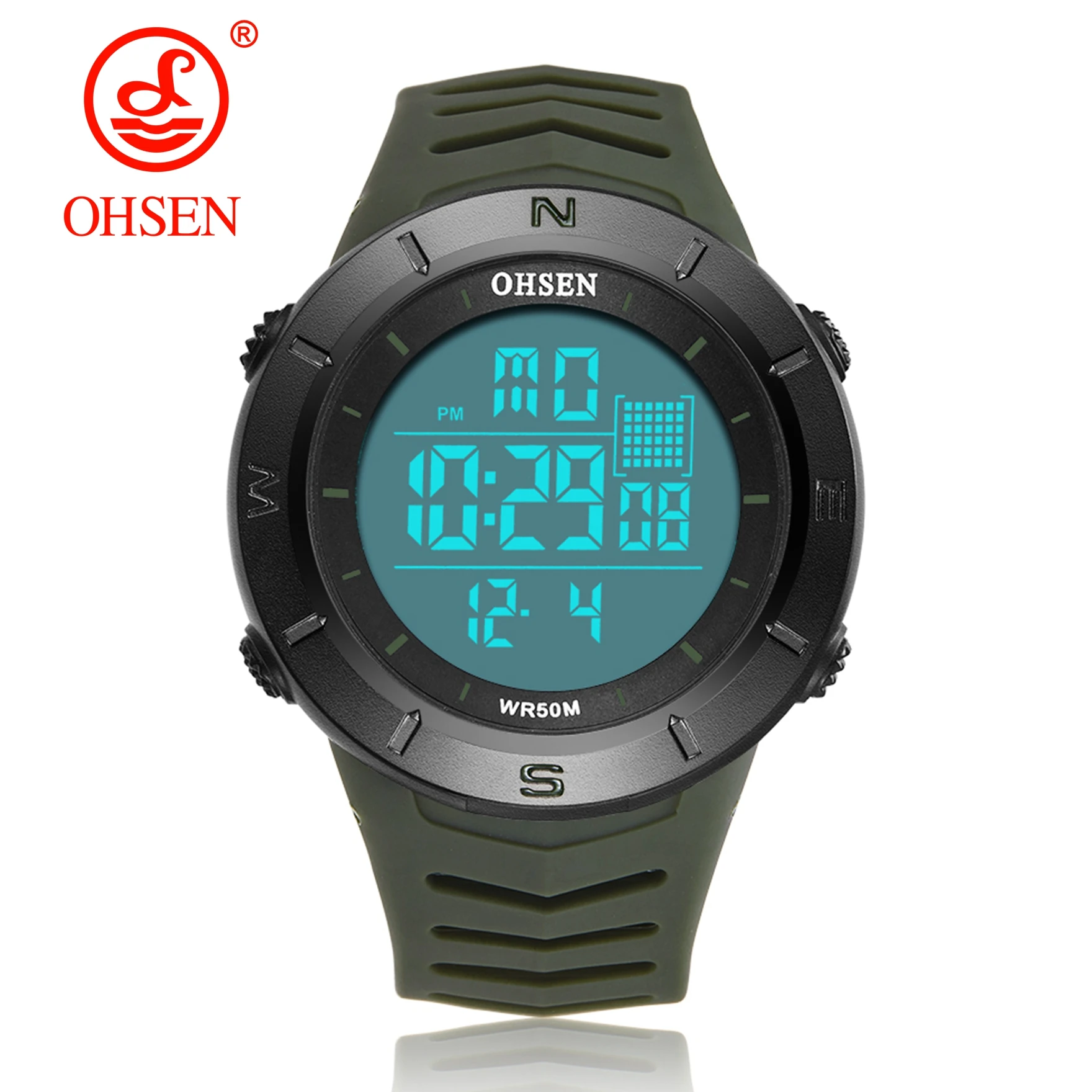 Цифровые ЖК-мужские часы reloj hombre Военный Зеленый Водонепроницаемый Открытый Бег наручные часы, силиконовый браслет часы мужские подарки для мальчиков