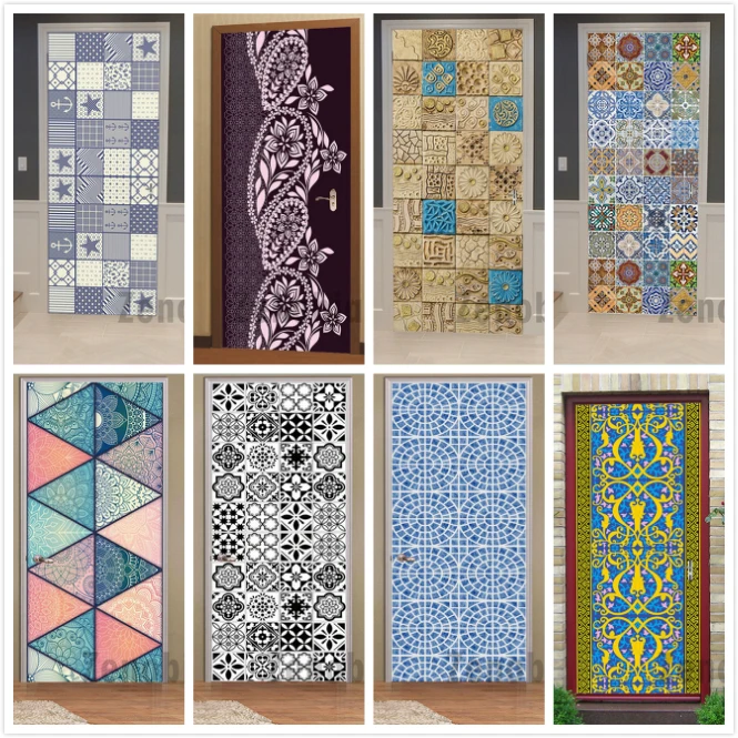 

Креативный узор сшивание 3d дверь наклейка водонепроницаемый HD модульная печать самоклеящаяся роспись Плакат Украшение домашний дизайн