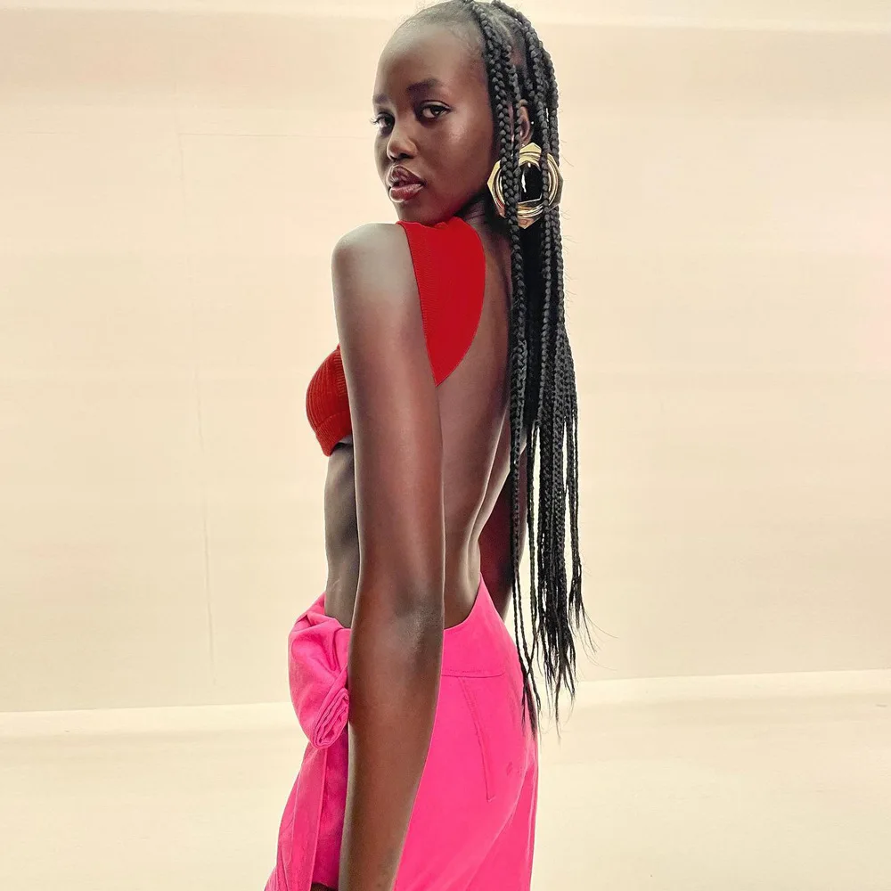 

DSMTRC Women Elegant Backless Sleeveless Cropped Tanks Tube Top Club Party Streetwear Fashion Zipper Red Wrap Crop Tops