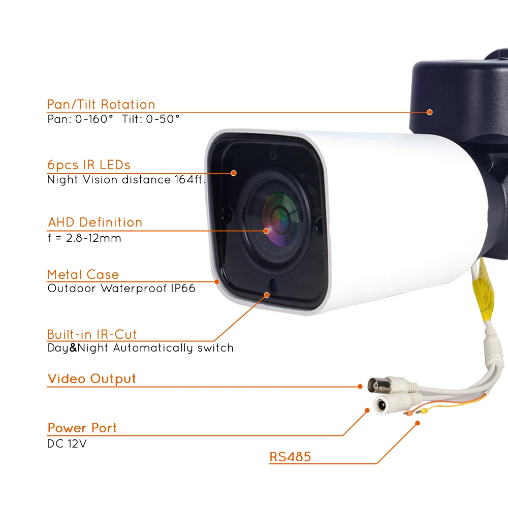 Наружная AHD 5MP 1080P Vandalproof IR Bullet PTZ камера безопасности 2MP TVI CVI CVBS 4in1 панорамирование